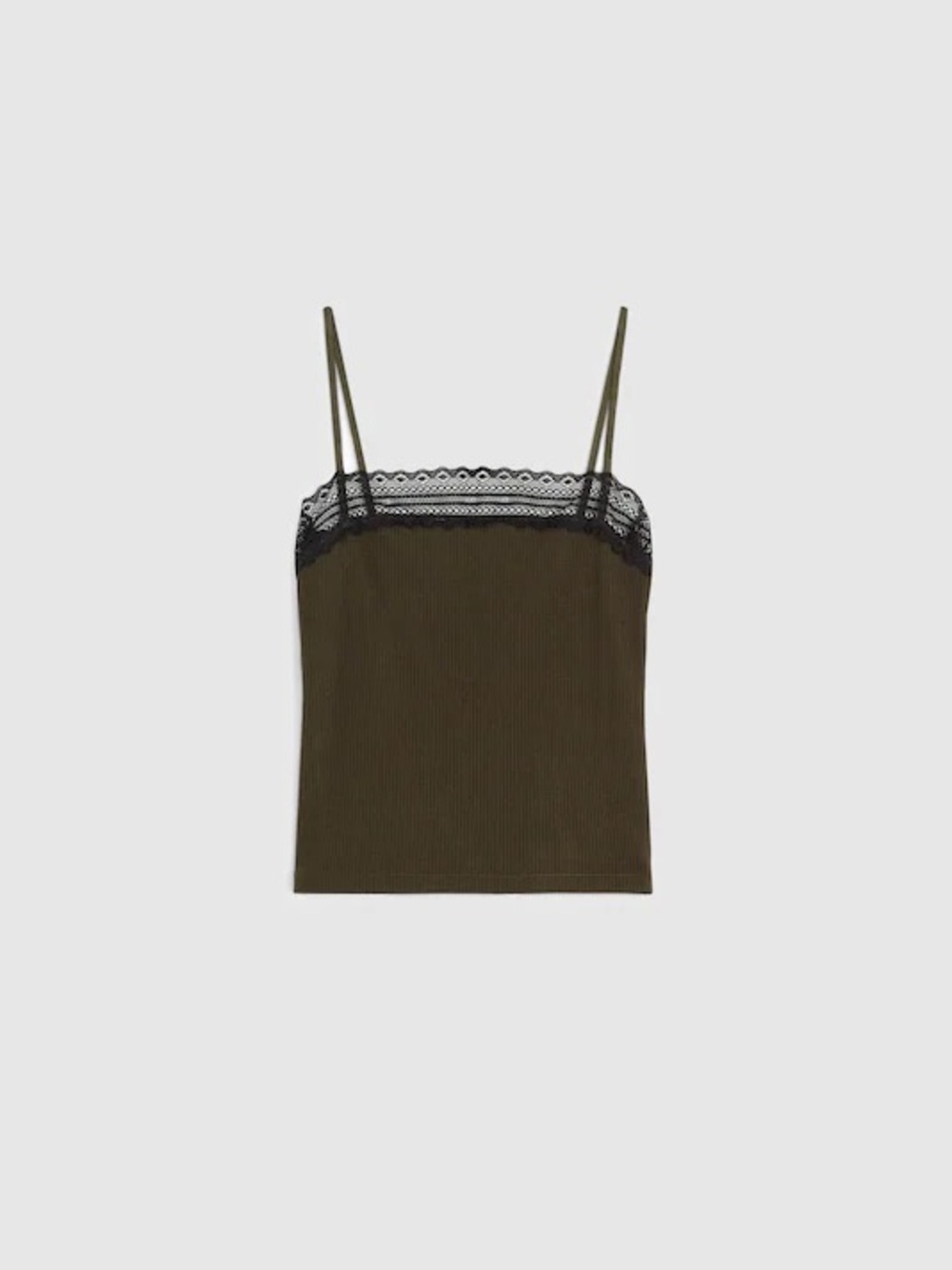 Madewell Olive Green Ribbed Lace Trim Tank Top Camisole Size M New W/O Tags